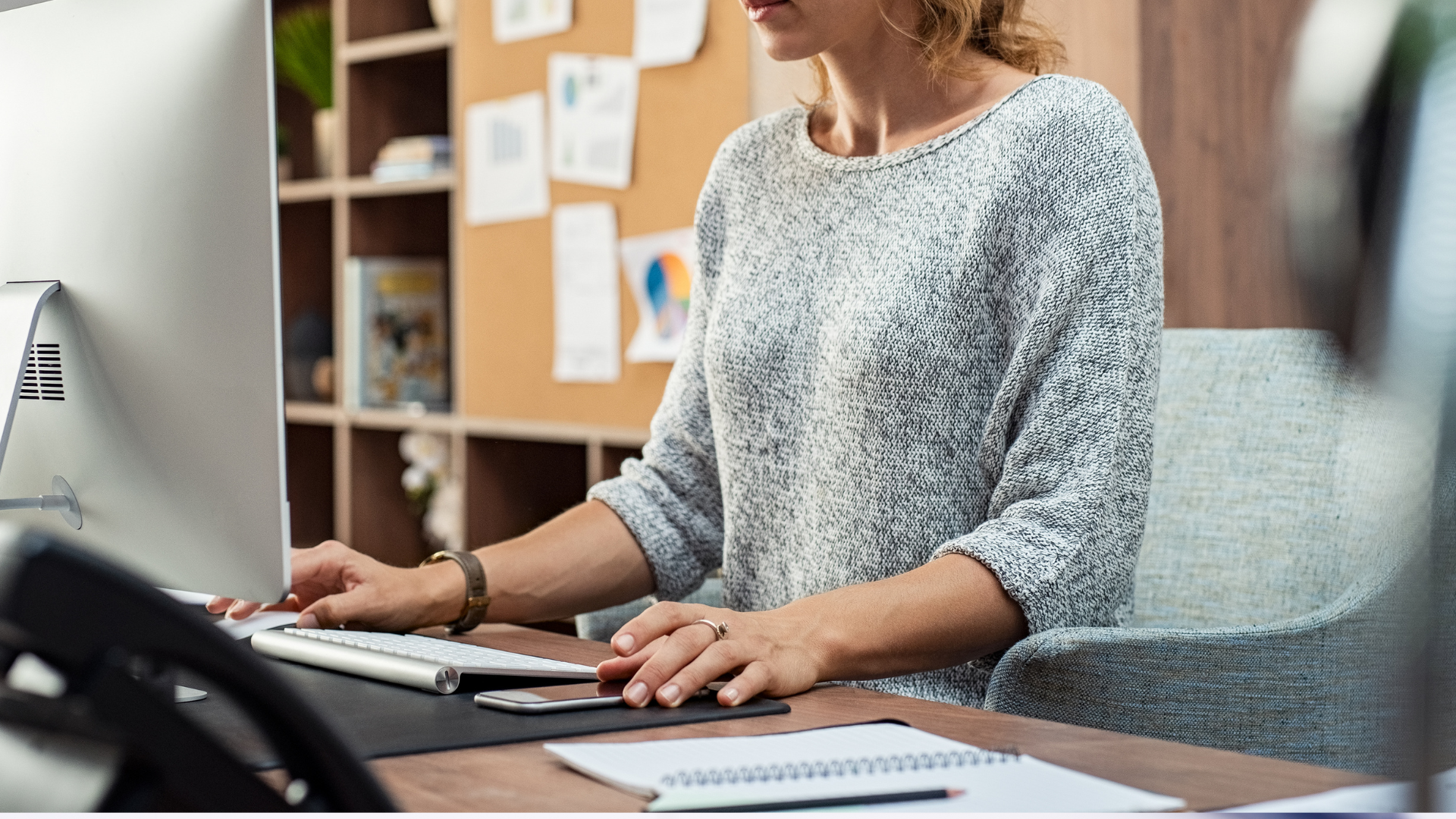 A woman on computer