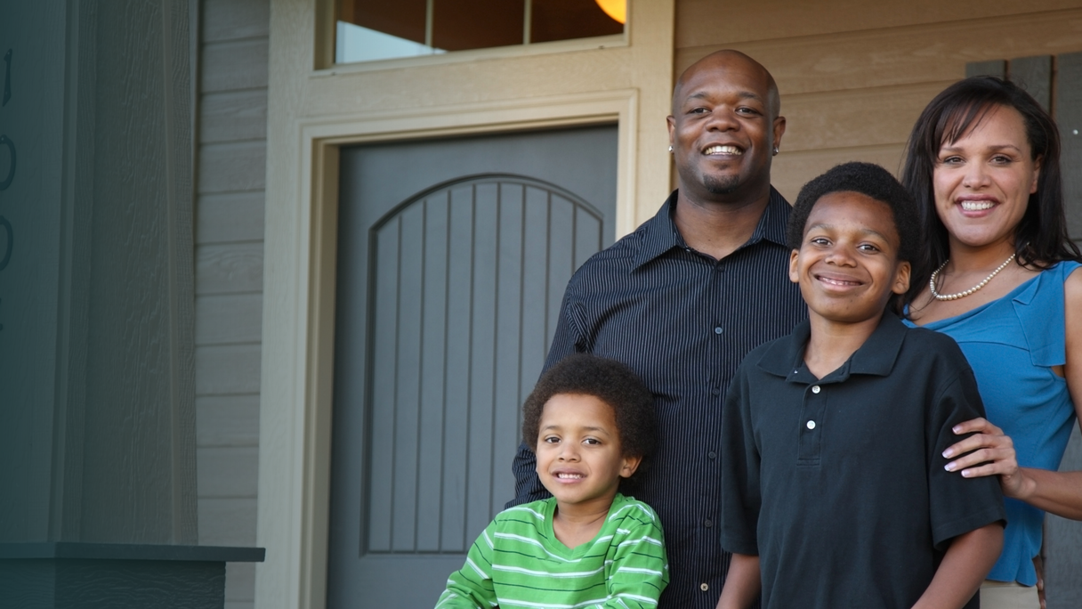 A family on their front porch