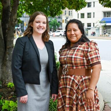 Legal Aid DC attorney Julia Ward and client Magnolia Alvarez Velasquez