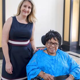 Legal Aid DC client Thelma Green with her pro bono attorney Eliza Andonova of Hogan Lovells